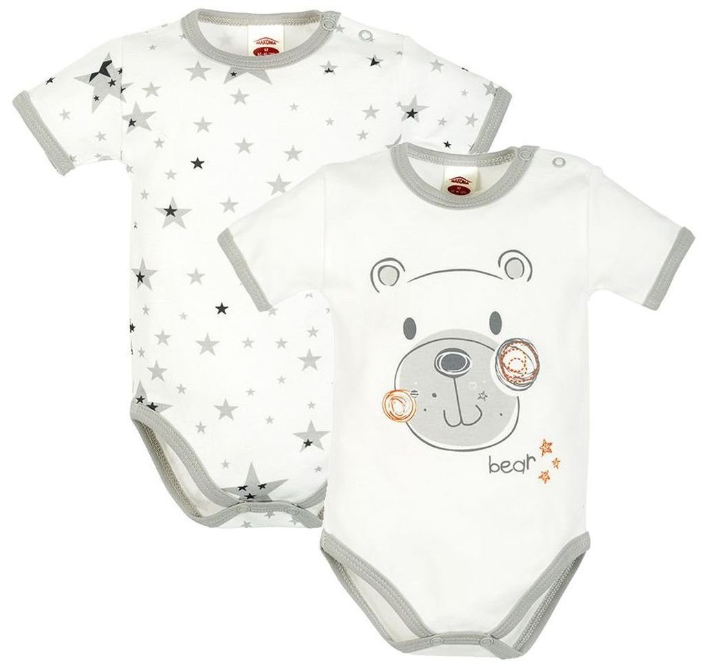 Makoma Kurzarmbody Baby Body Kurzarm Neutral Jungen & Mädchen Teddy (Set, 2-tlg., 2er-Pack) 100% Baumwolle von Makoma