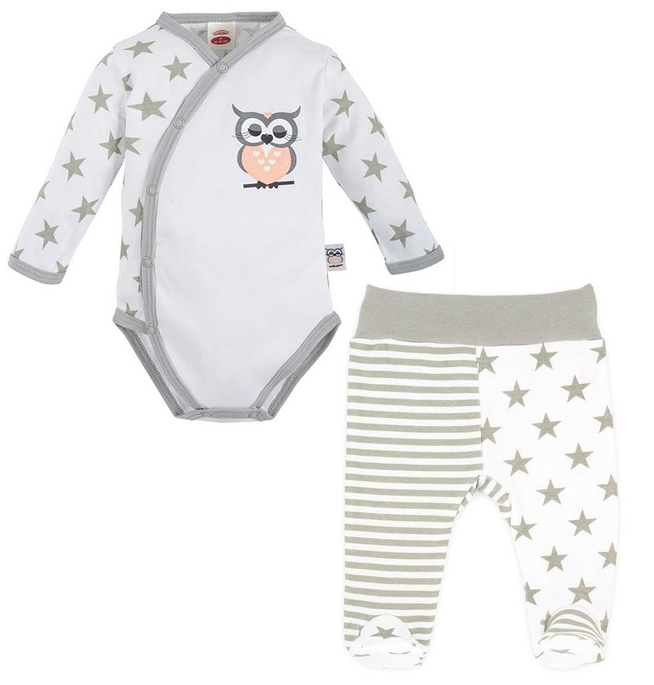 Makoma Body & Hose Baby Erstausstattung Wickelbody & Hose mit Fuß Mädchen Eule Sterne (Set, 2-tlg) 100% Baumwolle von Makoma