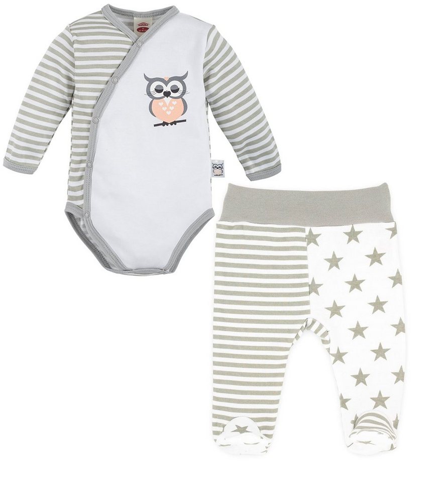 Makoma Body & Hose Baby Erstausstattung Wickelbody & Hose mit Fuß Mädchen Eule Sterne (Set, 2-tlg) 100% Baumwolle von Makoma