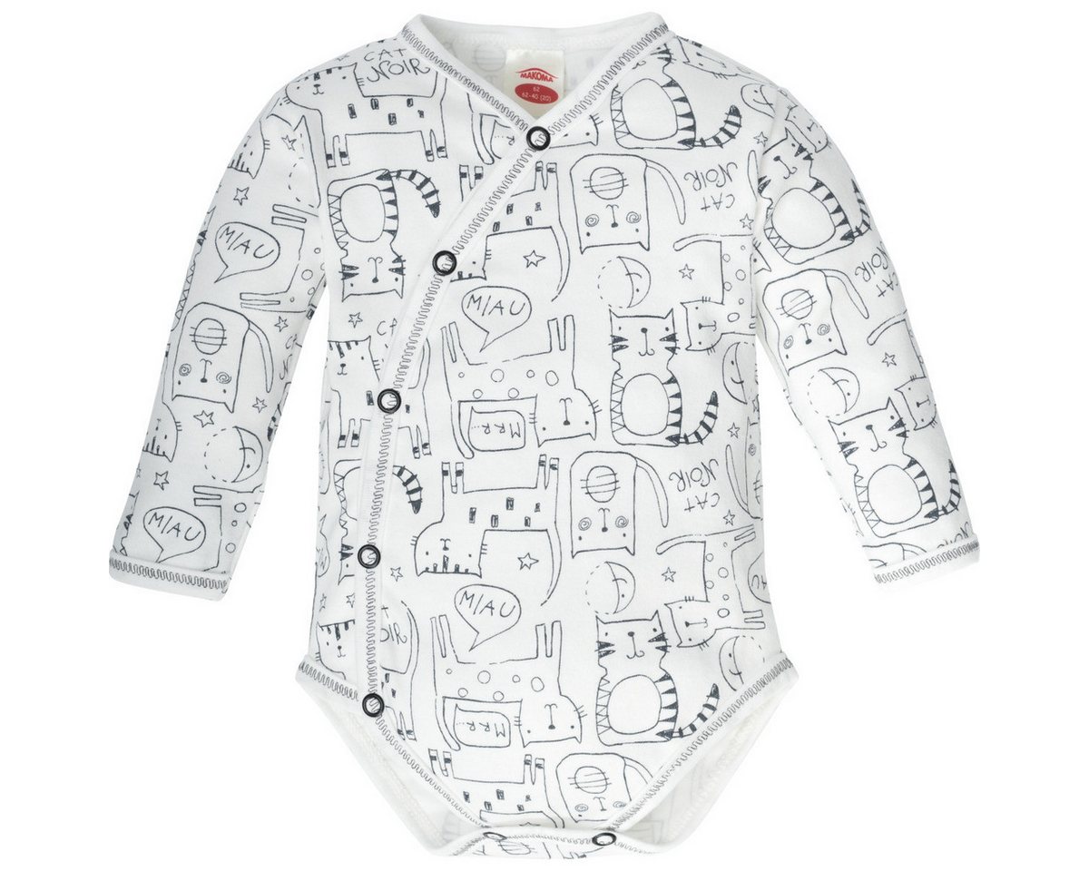 Makoma Langarmwickelbody Katze Unisex Kinder (1-tlg) Langarm Einteiler, Body, Longsleeve-Body, Bodysuit, Stretchbody von Makoma