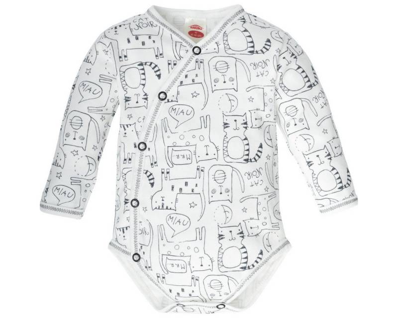 Makoma Langarmwickelbody Katze Unisex Kinder (1-tlg) Langarm Einteiler, Body, Longsleeve-Body, Bodysuit, Stretchbody von Makoma