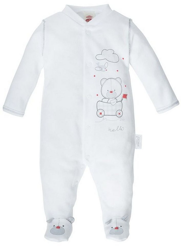 Makoma Schlafoverall Baby Schlafstrampler Schlafanzug Strampler mit Fuß Neutral Weiß von Makoma