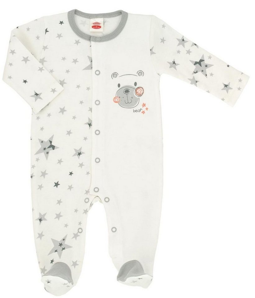 Makoma Strampler Baby Strampler mit Fuß Pyjama Schlafanzug Schlafoverall Teddy (1-tlg) 100% Baumwolle von Makoma