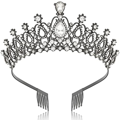 Makone Tiara Crystal Crown with Rhinestone Comb for Bridal Crown（ Black white ）… von Makone