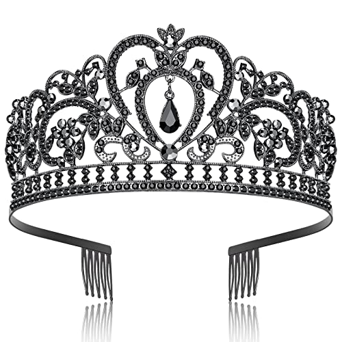 Makone Tiara Crystal Crown with Rhinestone Comb for Bridal Crown（6 Black ）… von Makone