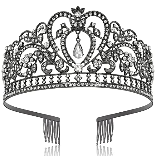 Makone Tiara Crystal Crown with Rhinestone Comb for Bridal Crown（6 Black white ）… von Makone