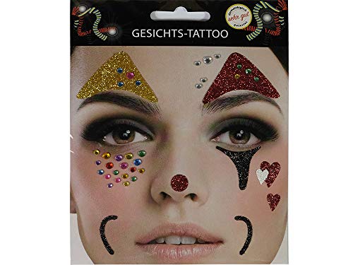 Gesichtstattoo Clown Tattoo Bunt Karneval Fasching Junggesellenabschied von Makotex