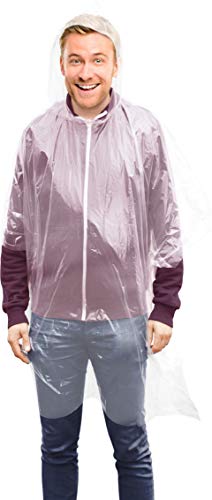 Makotex Regenponcho Damen Herren Einweg Spritzwassergeschützt Schutz Regencape Durchsichtig Transparent Regenmantel Unsex Dünn von Makotex