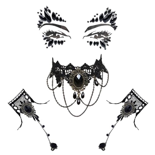 4 Stück Gotisch Choker Halskette Armbänder Schmuck, Steampunk Accessoires Steampunk Kostüm Damen, Halsband Ketten Victorian Steampunk Retro Zahnräder Spitze Vampir Slave Armband für Halloween Ostern von Makoto Nobu