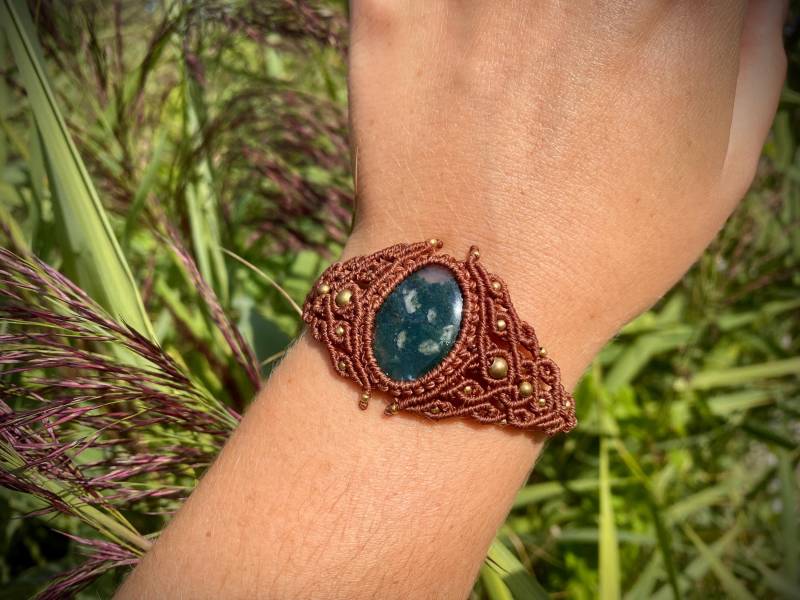 Makramee Armband Moosachat Fairy von MakraSpiritDesigns