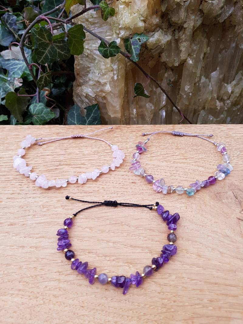 Edelstein Armband Mit Perlen Und Splittern Selbst Gestalten von MakrameeDo