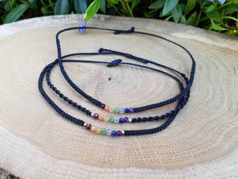 Freie Farbwahl/Chakra Armband Fußkettchen Fußband Facettierte Edelsteinperlen Makramee Schmuck Fein Geschenk Boho /Heilstein von MakrameeDo