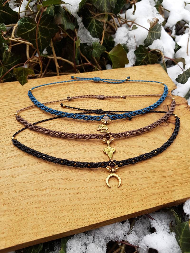 Makramee Edelstein Fußkettchen von MakrameeDo