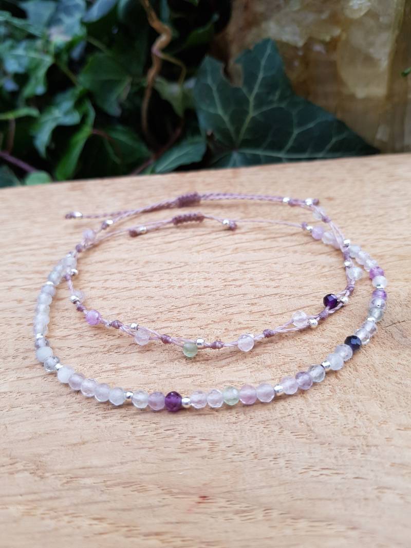 Zartes Edelstein Perlen Armband/Fußkettchen Selbst Gestalten von MakrameeDo