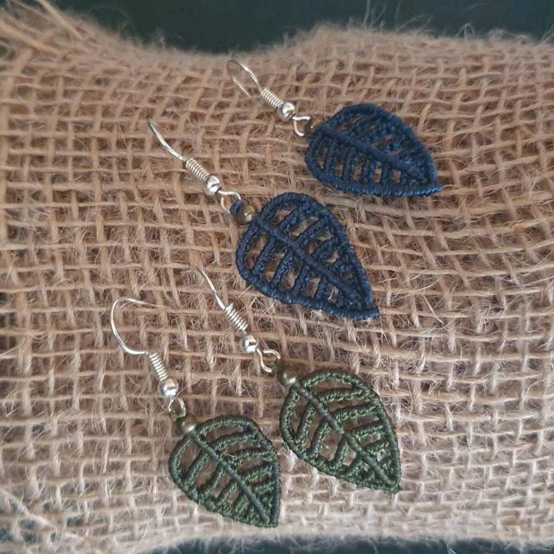 Makramee Ohrringe Blatt von MakrameePhyllis