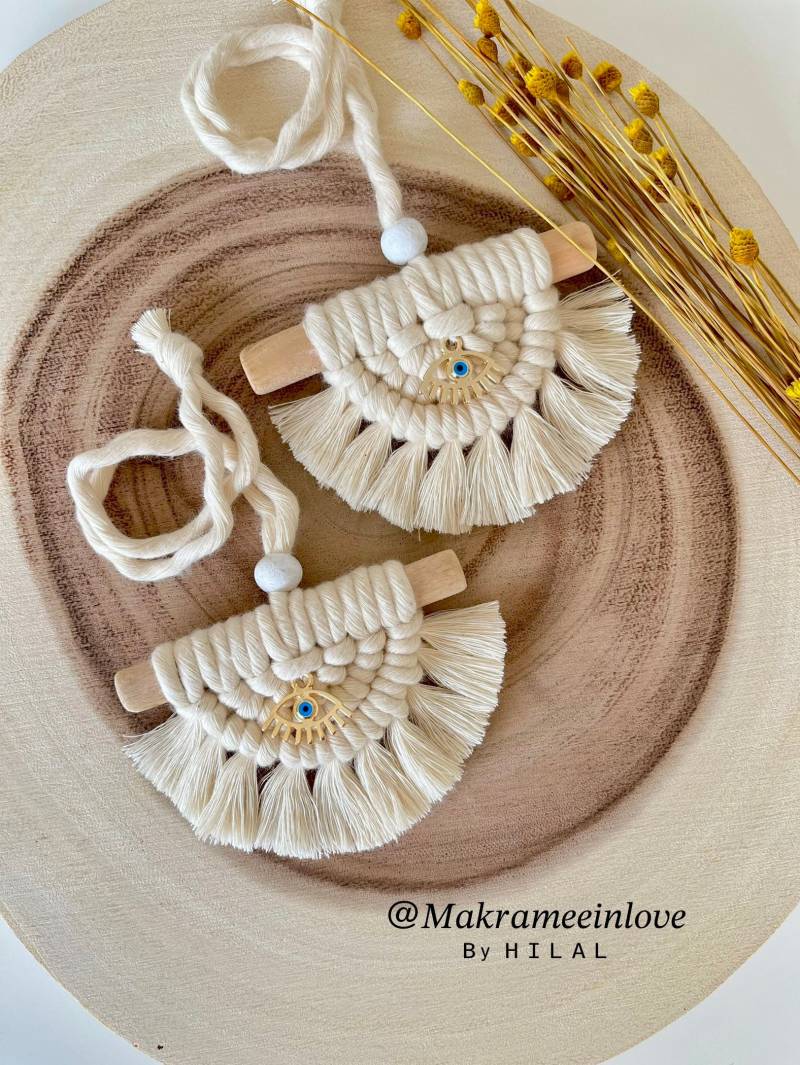 Makramee Nazar Auge/Evil Eye Anhänger Als Deko Geschenk/Auto Idee Makramee Nazar Auge/Evil Eye Anhänger Als Deko Geschenk/Auto Idee von MakrameebyhilalShop