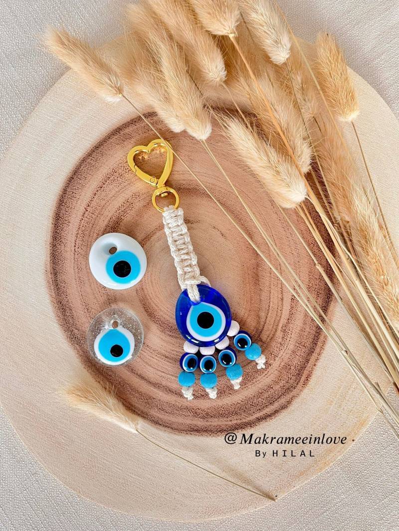 Makramee Nazar Schlüsselanhänger Mit Herz Auch Personalisierbar Geschenk Idee von MakrameebyhilalShop