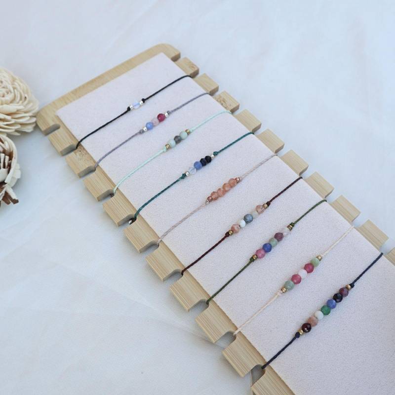 Perlen Fußkette Mit Edelstein Perlen, Fußkettchen Personalisiert, Makramee Fußband von Makrameena