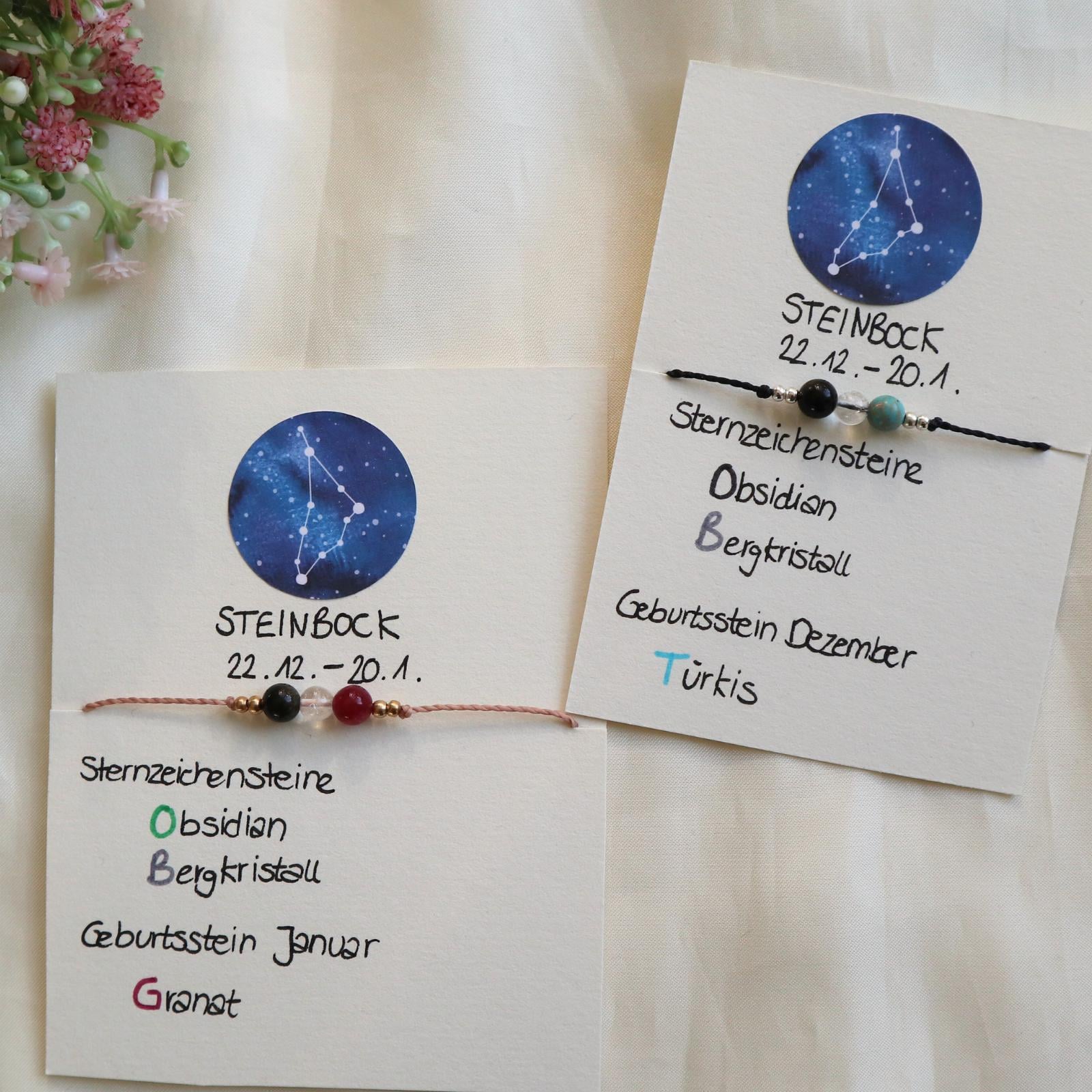 Sternzeichen Steinbock Armband, Zierliches Armband Mit Edelsteinperlen, Sternzeichenschmuck von Makrameena
