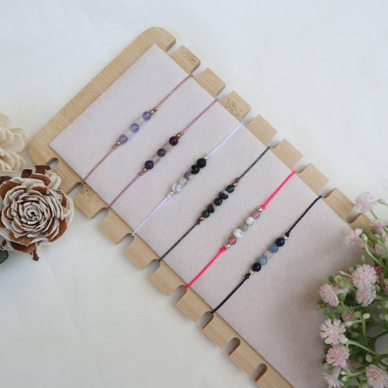 Zierliches Makramee Fußband Mit 5 Edelstein Perlen, Heilstein Schmuck, Fußkettchen Personalisiert von Makrameena