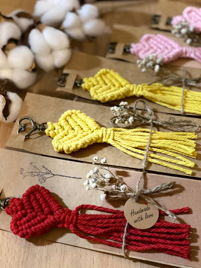 5 Stück Hochzeit Gift Makramee I Sammelbestellung Taufe Schlüsselanhänger Makramee Geburtstag Herz von Makravogue