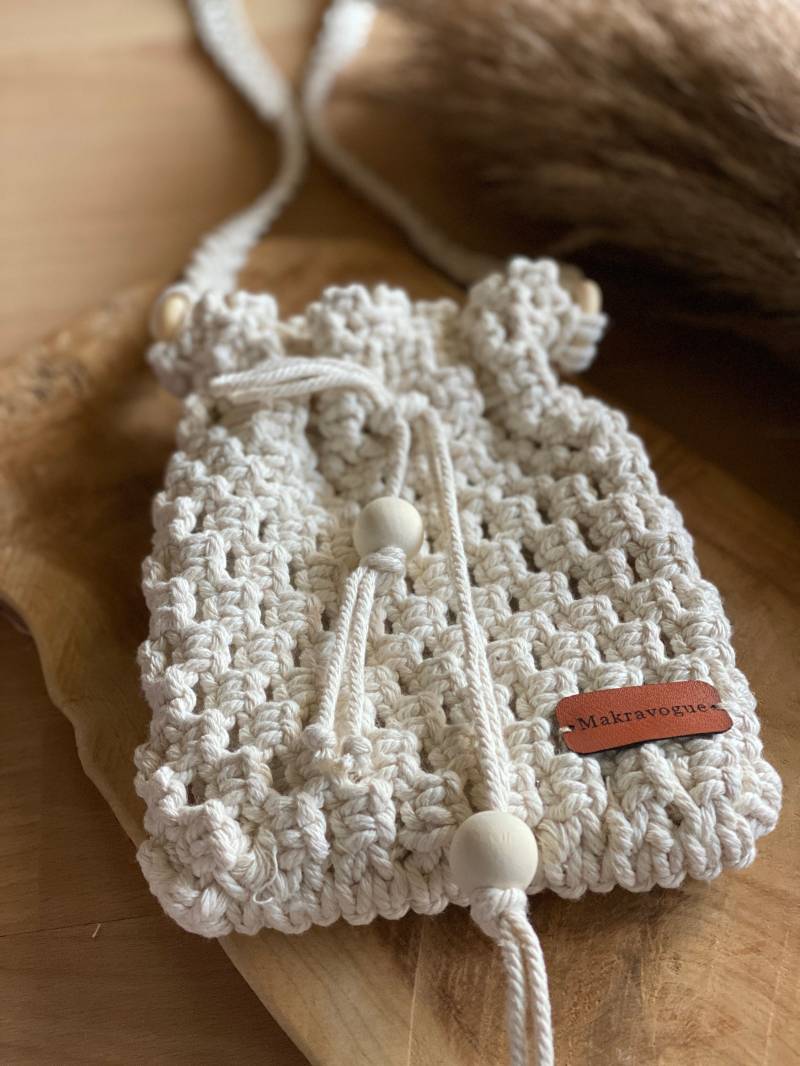 Makramee Bucket Bag I Crossbody Tasche Umhangtasche Bag Buckettasche Boho Style von Makravogue