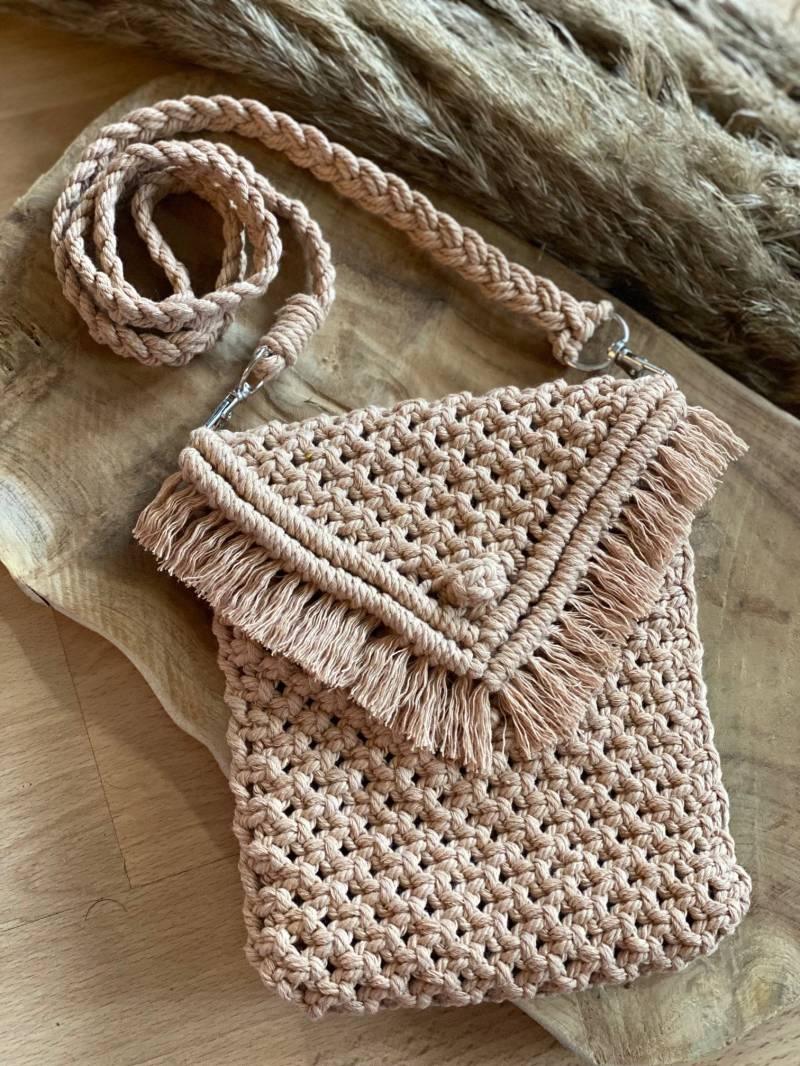 Makramee Tasche I Umhängetasche L Boho Clutch Handtasche Täschen Handytasche von Makravogue