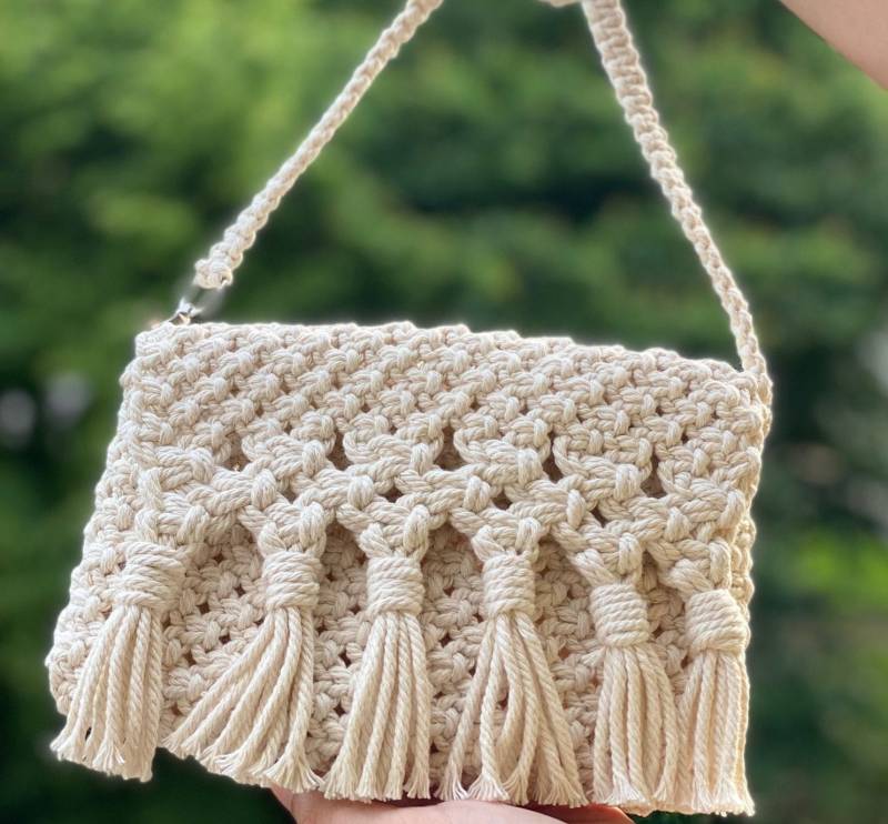 Makramee Tasche | Schultertasche I Umhangtasche Boho Handtasche Bag Vintagewedding von Makravogue