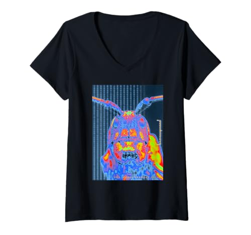 Damen Abstrakte Wespe Bee Insect Makro Fotografie Heatmap T-Shirt mit V-Ausschnitt Damen Abstrakte Wespe Bee Insect Makro Fotografie Heatmap T-Shirt mit V-Ausschnitt von Makro Insects Heatmap Designs