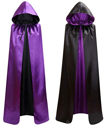 makroyl, Wende-Umhang mit Kapuze für Halloween / Weihnachten / Hexenparty / Vampirparty / Cosplay-Kostüme, unisex Gr. Large, schwarz/violett von Makroyl