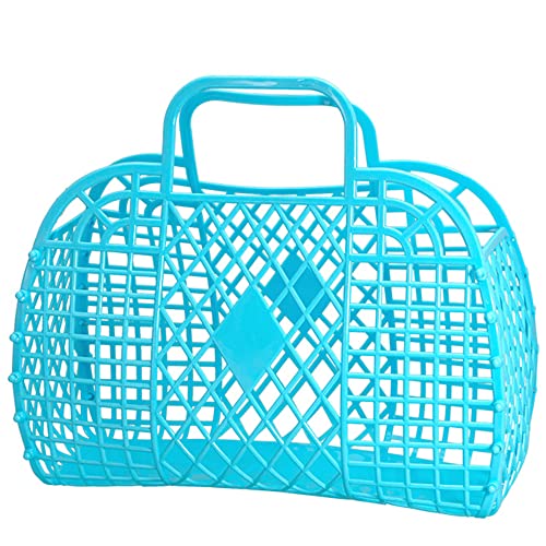 Makukke Jelly Bag für Kinder, Mädchen, Frauen, Kinder-Strandtasche, modische Kunststoff-Jelly-Geldbörse, 80er Jahre Retro-Geldbörse mit Sackleinen (Large, Hellblau) von Makukke