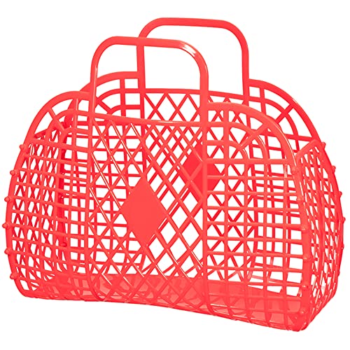 Makukke Jelly Bag für Kinder, Mädchen, Frauen, Kinder-Strandtasche, modische Kunststoff-Jelly-Geldbörse, 80er Jahre Retro-Geldbörse mit Sackleinen (Small, Rot) von Makukke