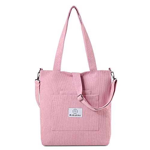 Makukke Umhängetasche Damen - Cord Schultertasche Damen Handtasche, Shopper Damen Henkeltasche für Büro Schule Einkauf Reise von Makukke