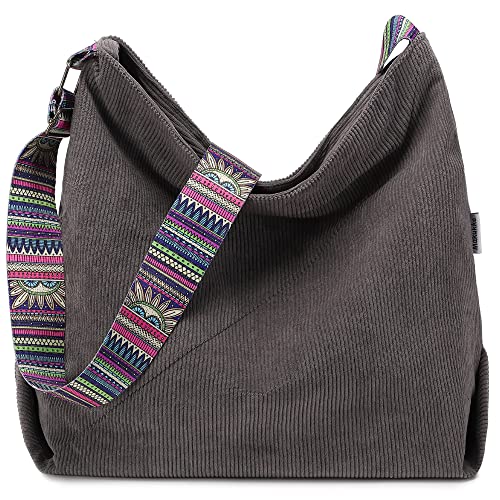 Makukke Handtasche Damen Umhängetasche, Cord Taschen Groß Shopper Tote Bag Schultertasche Casual Crossbody Bag für Schule Büro Arbeit Reisen Ausflug Einkauf von Makukke