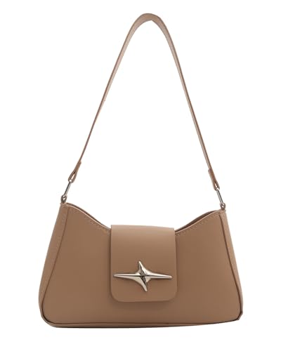Makukke Handtasche Damen klein, PU Leder Umhängetasche Shoulder Bag Reißverschluss Y2K Bag Damen Schultertasche Vintage für Frauen Dating Party Einkaufe (Khaki-01) von Makukke