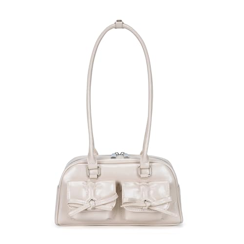 Makukke Handtasche Damen klein, PU Leder Schultertasche Y2K Shoulder Bag mit Bogen Cute Ita Bag Japanische Ästhetische Tasche für Frauen Dating Party Einkaufe von Makukke