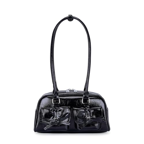 Makukke Handtasche Damen klein, PU Leder Schultertasche Y2K Shoulder Bag mit Bogen Cute Ita Bag Japanische Ästhetische Tasche für Frauen Dating Party Einkaufe von Makukke