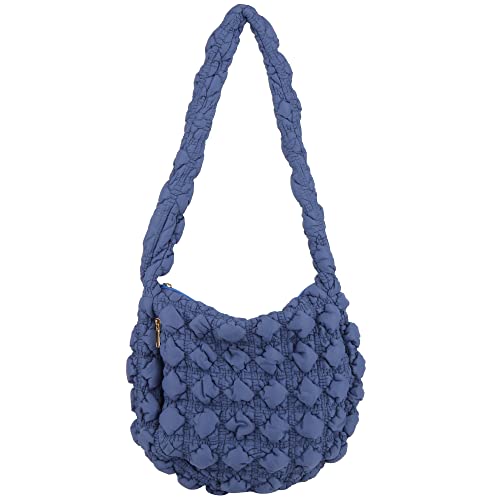 Makukke Puffer Tote Bag für Damen Umhängetasche, Groß Shopper Handtasche Schultertasche Casual Crossbody Bag für Schule Büro Arbeit Reisen Ausflug Einkauf (Blau) von Makukke