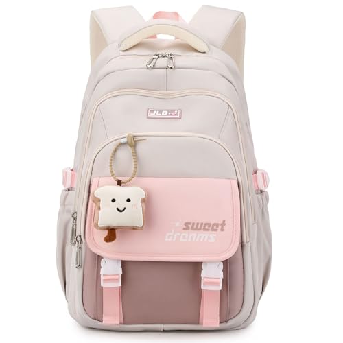 Makukke Schulrucksack Teenager, Schulranzen Mädchen 5.klasse 30L Stauraum Schultasche, Wasserdicht Rucksack Schule Lässiger Kinderrucksack mit Süßem Anhänger von Makukke