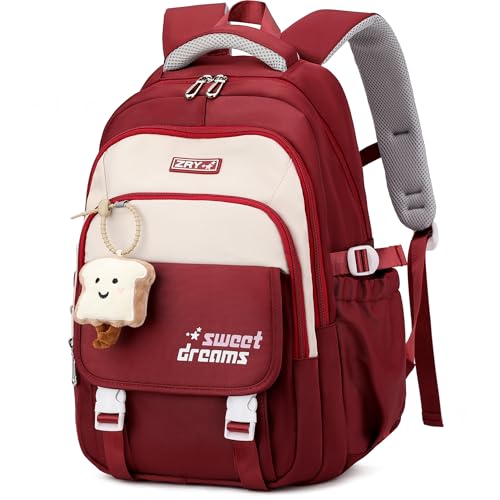 Makukke Schulrucksack Teenager, Schulranzen Mädchen 5.klasse 30L Stauraum Schultasche, Wasserdicht Rucksack Schule Lässiger Kinderrucksack mit Süßem Anhänger von Makukke