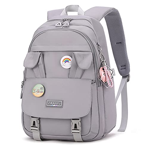 Rucksack Damen Schulrucksack Mädchen Teenager, Laptop-Rucksäcke 15,6 Zoll College Schultasche Anti-Diebstahl-Reise-Tagesrucksack Große Büchertaschen für Teenager Mädchen Frauen Studenten (Grau) von Makukke