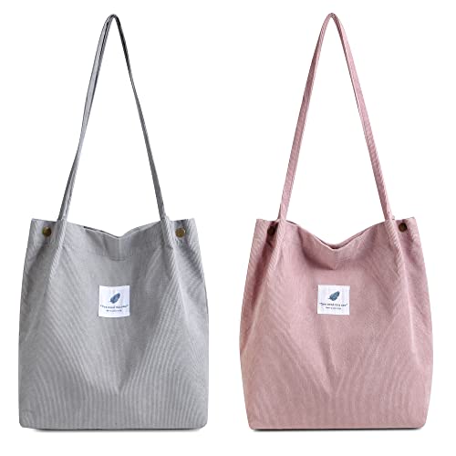 Makukke Umhängetasche Damen - 2pcs Cord Tasche Damen Schultertasche Shopper Damen henkeltasche für Alltag, Büro, Schulausflug und Einkauf von Makukke