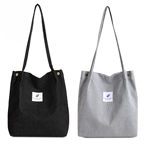 Makukke Umhängetasche Damen - 2pcs Cord Tasche Damen Schultertasche Shopper Damen henkeltasche für Alltag, Büro, Schulausflug und Einkauf von Makukke