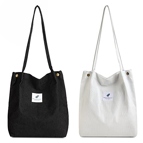 Makukke Umhängetasche Damen - 2pcs Cord Tasche Damen Schultertasche Shopper Damen Henkeltasche für Alltag, Büro, Schulausflug und Einkauf von Makukke