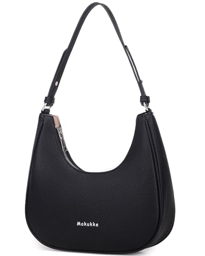 Makukke Umhängetasche Damen klein Crossbody Bag, Y2K Unterarmtasche Handtasche PU Leder Schultertasche Vintage für Frauen Dating Party Einkaufe, Schwarz Tasche von Makukke