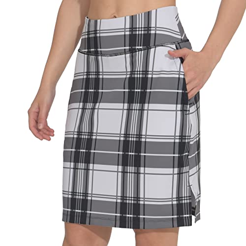 MakyeAme Damen-Golfrock, 50,8 cm, leger, sportlicher Tennisrock, knielang, hohe Taille, mit Reißverschlusstaschen, Karomuster, Klein von MakyeAme