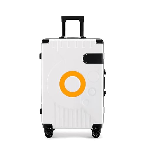 MalUan 2023 Reise-Spinnergepäck 20/22/24/26 Zoll Rollkoffer mit Aluminiumrahmen for Damen, modischer Trolley-Koffer, Business-Boarding-Box (Color : White, Size : 22 inch) von MalUan