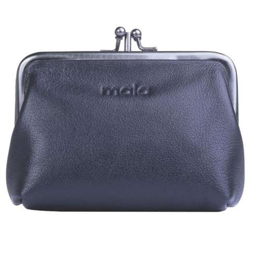 Bailey Leder Doppelrahmen Geldbörse - Große Damen Münzbörse mit Kartenfach, Zinnverschluss & Geschenk Staubbeutel - Echtes weiches Leder - 12 x 9 x 5 cm - Braun/Schwarz, Schwarz , L, Klassisch von Mala Leather