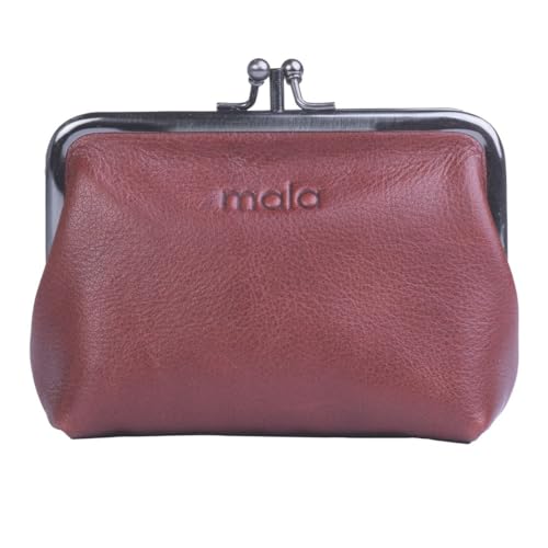 Bailey Leder Doppelrahmen Geldbörse - Große Damen Münzbörse mit Kartenfach, Zinnverschluss & Geschenk Staubbeutel - Echtes weiches Leder - 12 x 9 x 5 cm - Braun/Schwarz, braun, L, Klassisch von Mala Leather