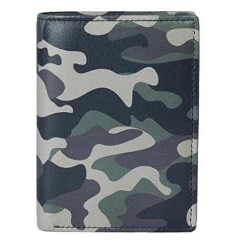 Camo Printed Compact Leather Wallet - Camouflage Design - RFID Blocking - 4 Card Slots, 2 ID Windows, Slim Men's Wallet - Gift Boxed von Mala Leather